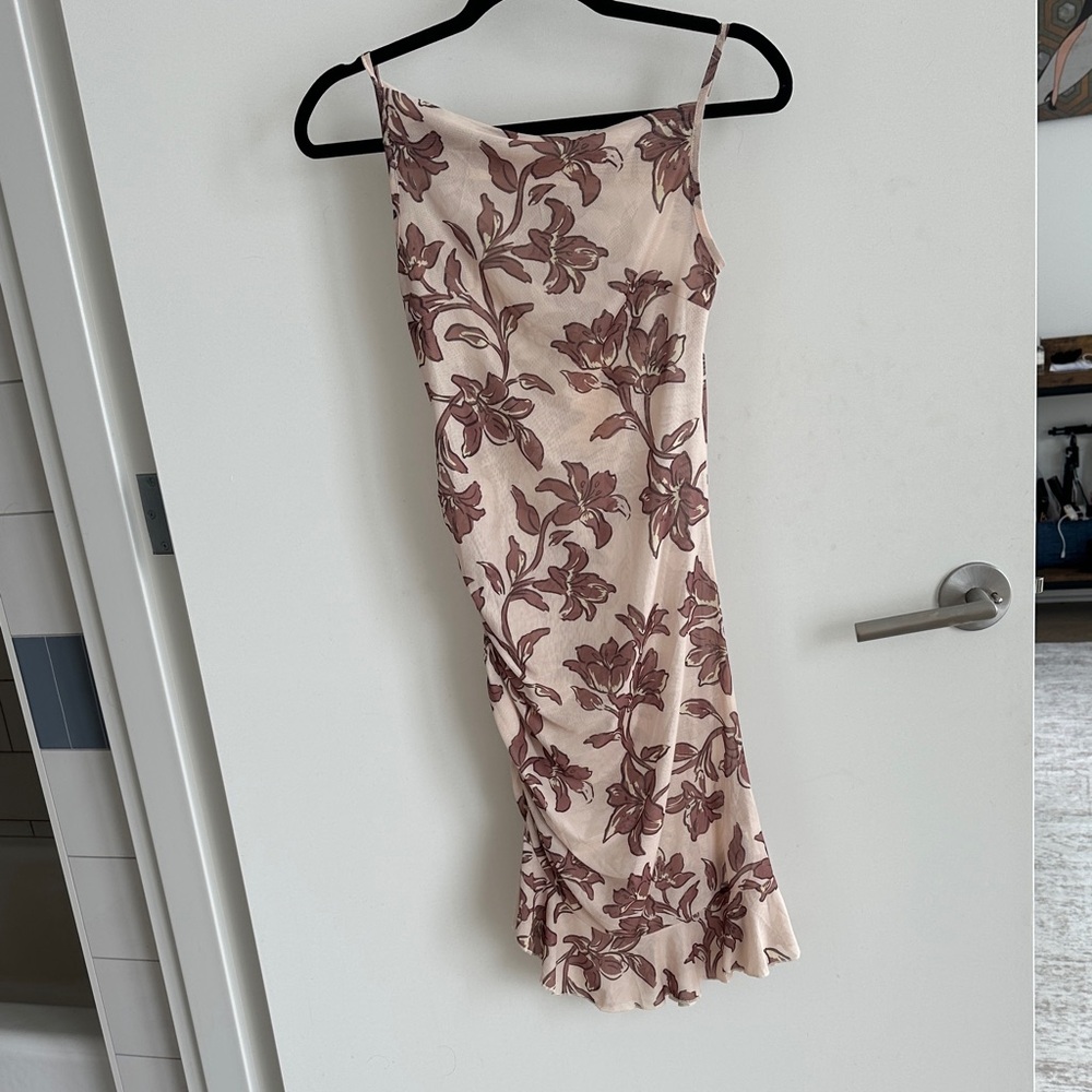 Peppermayo Cream and Brown Floral Midi Dress